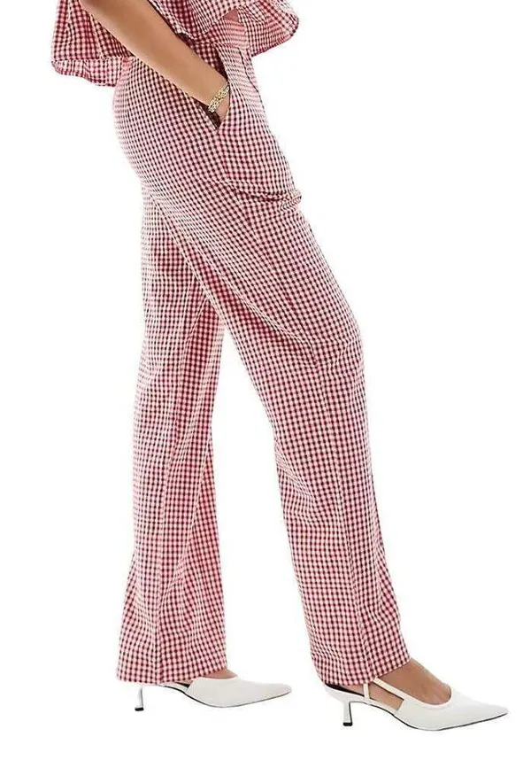 The Frolic Straight Leg Trouser in Red Gingham, Size 8​ - Image 2
