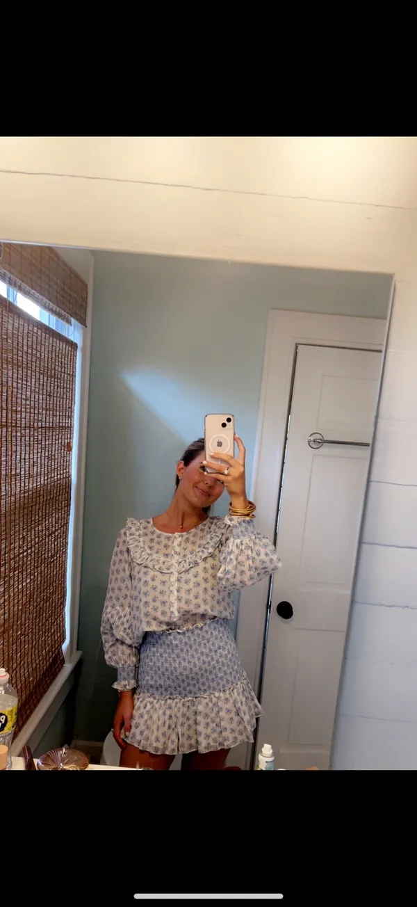Goldie Blouse Powder Blue Love Shack Fancy - Image 2