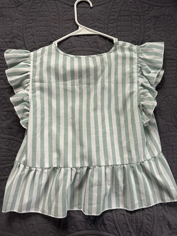 Green and white striped blouse Size XS - Image 3