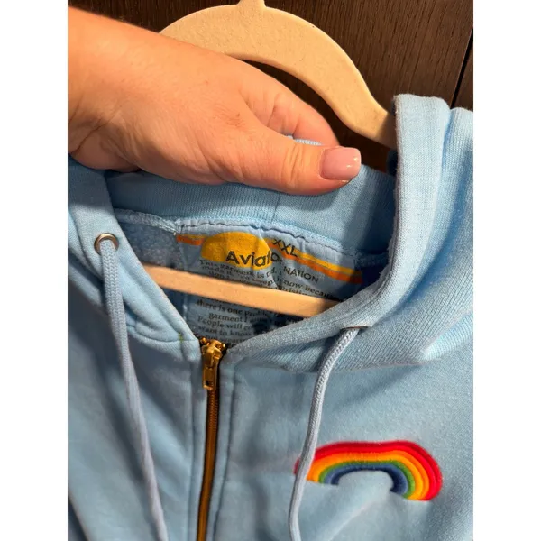 Aviator Nation rainbow embroidery zip-up blue women's xxl - Image 4