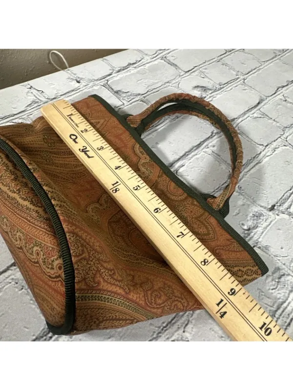 ETRO Paisley Mini Libra Hand Bag Tote Small Nylon Clasp Fabric Pattern Authentic - Image 13