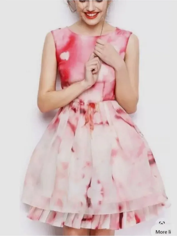 Alice + Olivia Catherine Pink Floral Party Dress In Cherry Blossom Mist Size 2 - Image 2