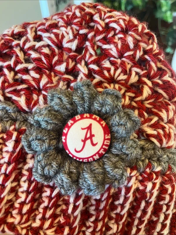 University of Alabama Kids Red & Gray Crochet Beanie Handmade - Image 6
