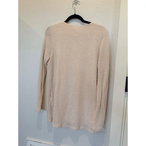 Sabo Skirt Emel Cream Waffle Knit Tie Front Long Sleeve Cardigan Top M - Image 5