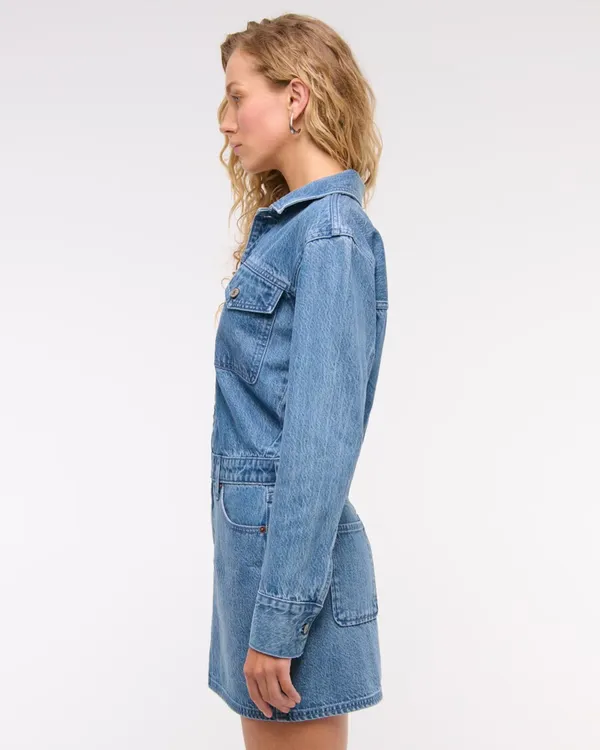 Abercrombie Long-Sleeve Denim Shirt Dress - Image 4
