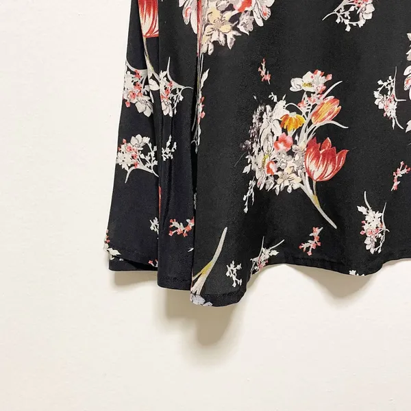 Maeve 100% Silk Sleeveless Sheer Black Floral Blouse - Image 2