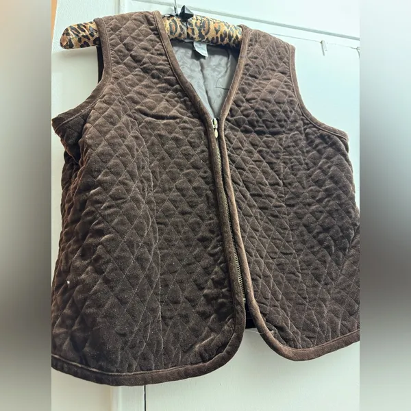Vintage Real Comfort Sleeveless Barn Vest chocolate Brown faux suede equestrian - Image 3