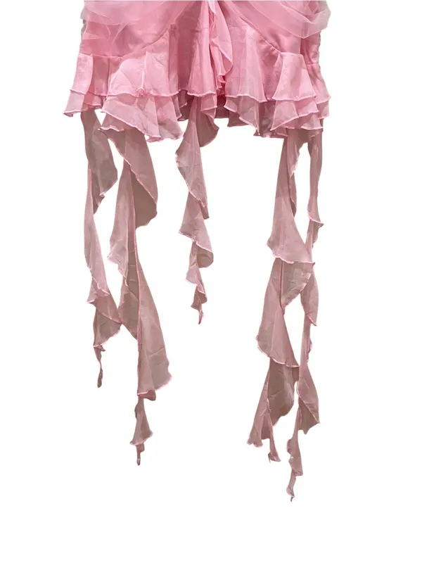 Generation Kiss Romantic Mini Dress Pink Ruched Ruffle Tulle Women’s Size Small - Image 5