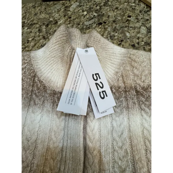 525 america sweater WILLOW: OMBRE SEQUIN CROP CARDIGAN Size XS Beige Cream - Image 6