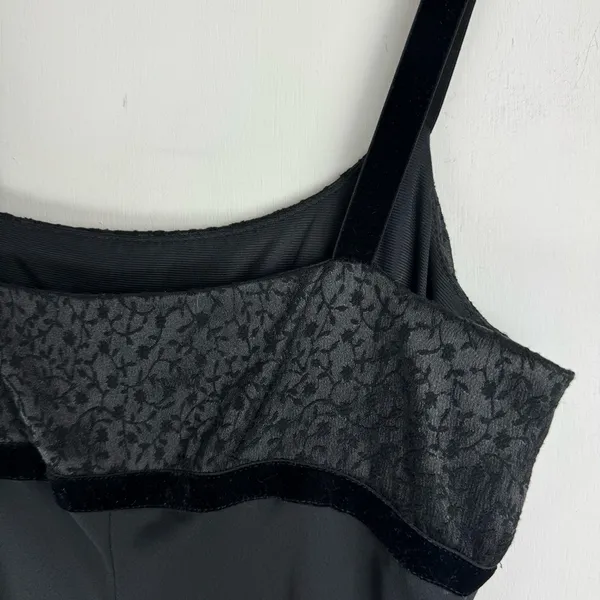 Vtg Y2K Jonathan Martin Black Slip Maxi Dress Velvet Floral Bodice Sz S/M - Image 11