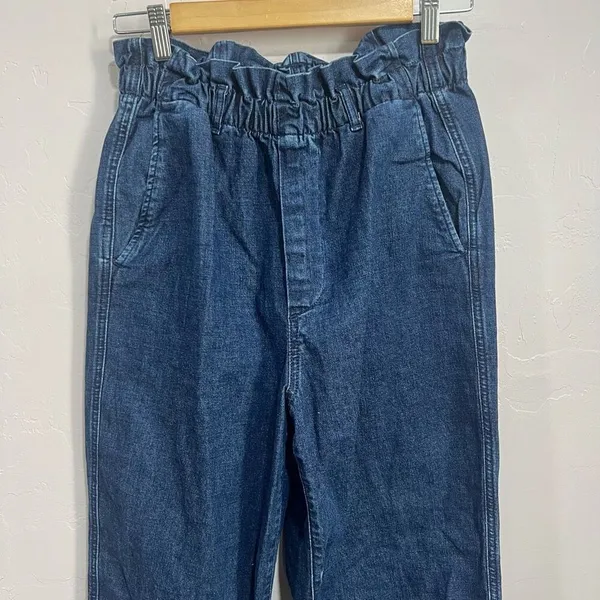 Gap Jeans Womens 6T Blue Denim Paperbag Regular Fit Elastic Waist Pull On - Image 2