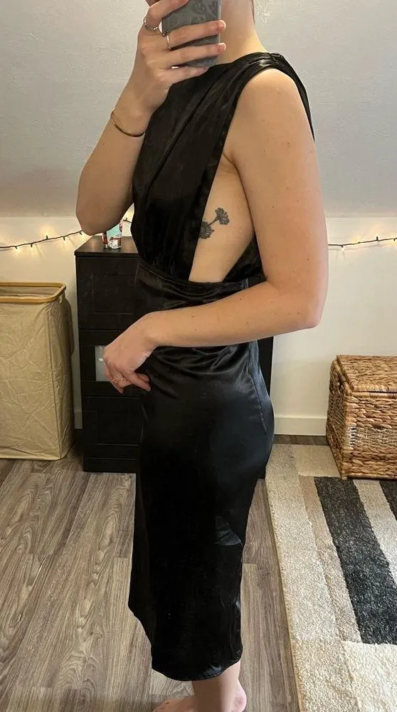 Lena Black Midi Dress - Image 8