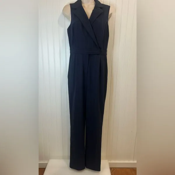 ANTONIO MELANI women Dark Blue Striped Jumpsuit size 6 - Image 2