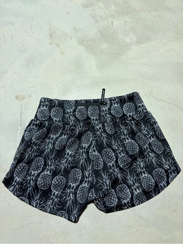 Love fitness Women's Black Pineapple Print Athletic Shorts medium - Image 6