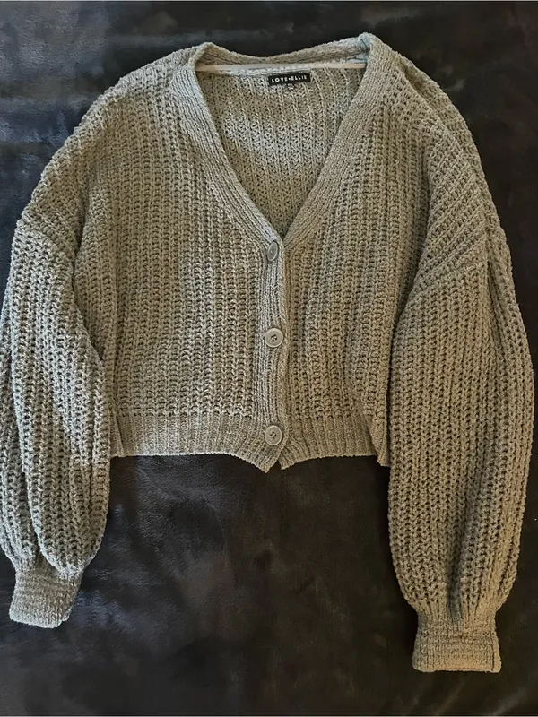 Love Ellie Cropped Button Front Cardigan Green Size XXL - Image 2