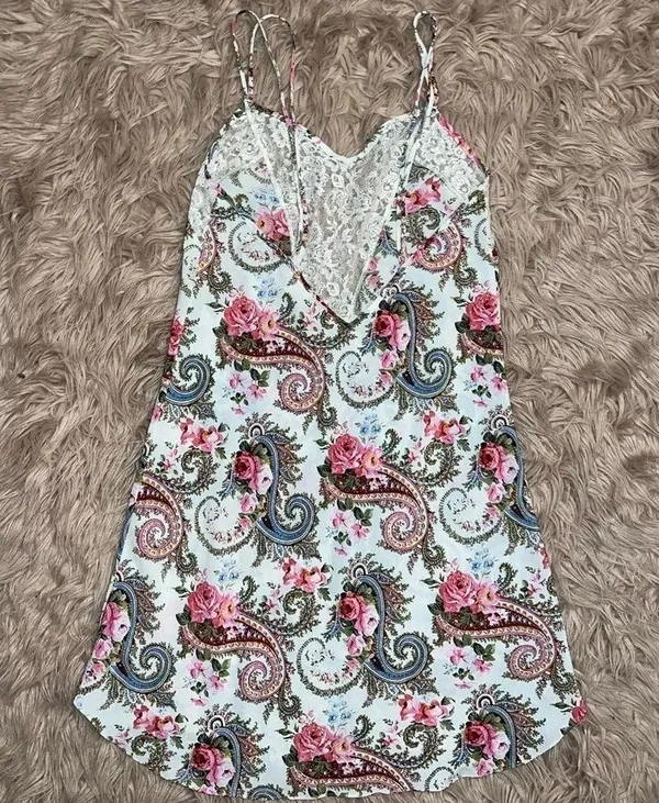 Vintage Victoria Secret Silk/ Polyester /Satin Paisley Lingerie Dress Medium - Image 4