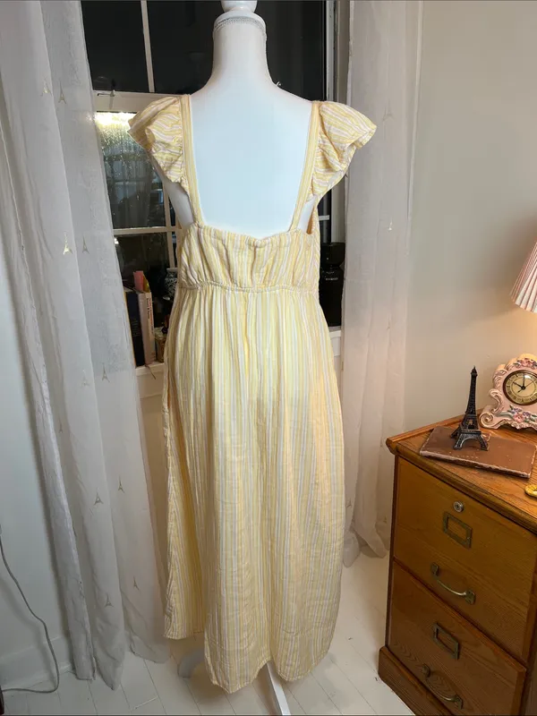 Time and Tru Yellow and White Striped Maxi Dress size large. - Image 6