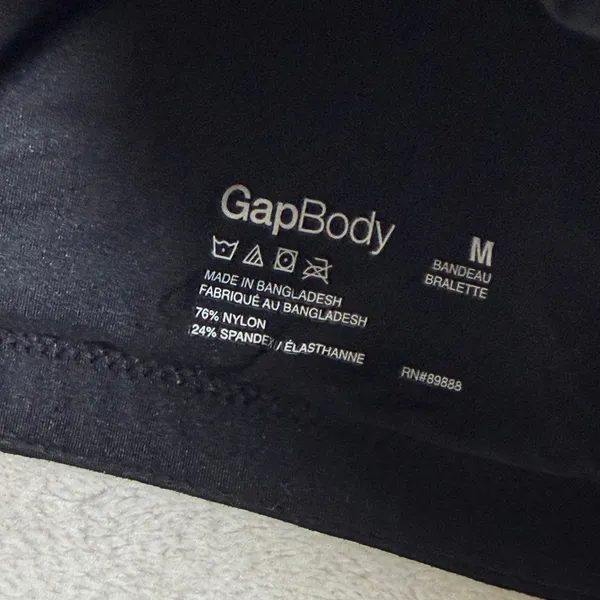 GapBody Super Stretch Bandeau Bralette Black Strapless Wireless Bra Medium NWT - Image 6
