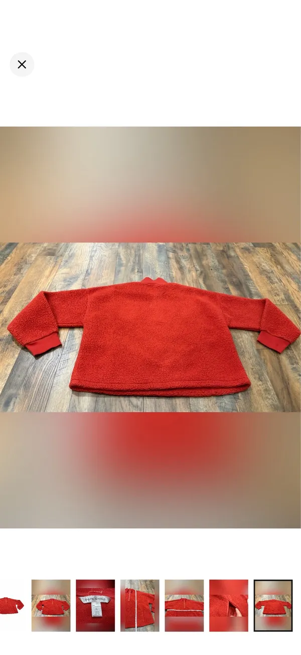 Banana Republic Women's Sherpa Pullover Fleece Jacket Size XL, Rust Red Orange - Image 7