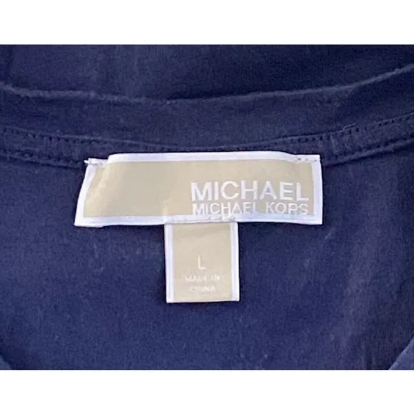 MICHAEL KORS Blue Short Sleeve Tied Shoulders Top ~ Women's Size LARGE - Image 5
