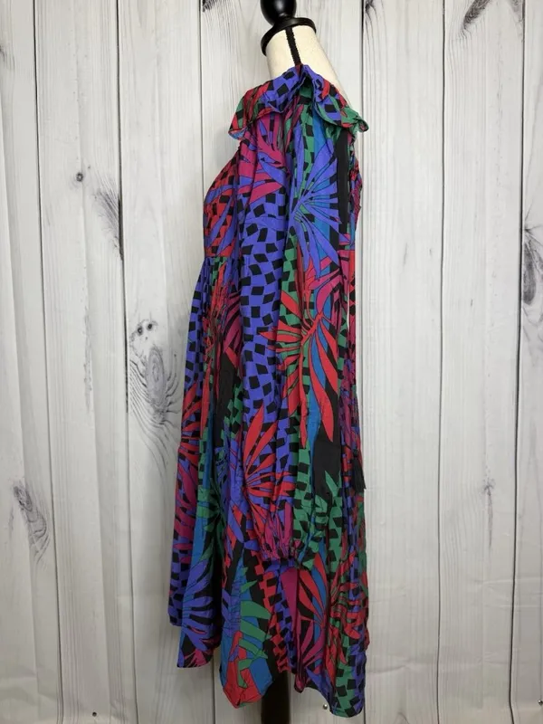 Oddi Zoe Floral Tropical Leaves Dress Size L Smocked Back Long Sleeve NWT - Image 11