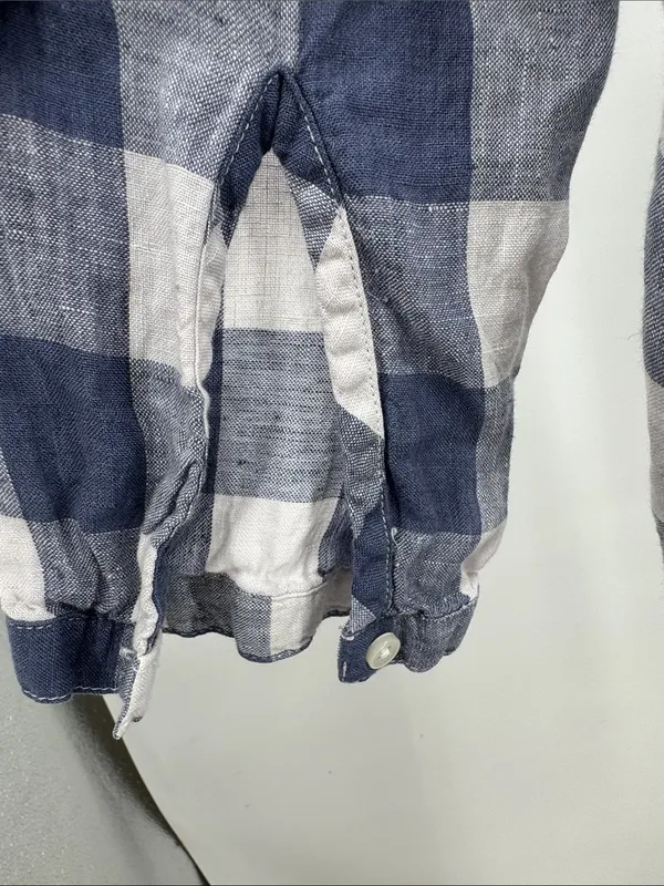 L.L. Bean Gingham V-Neck Tunic 100% linen casual lightweight summer fall M - Image 9