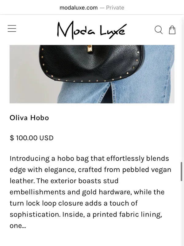 Moda Luxe Black Leather Purse - Image 2