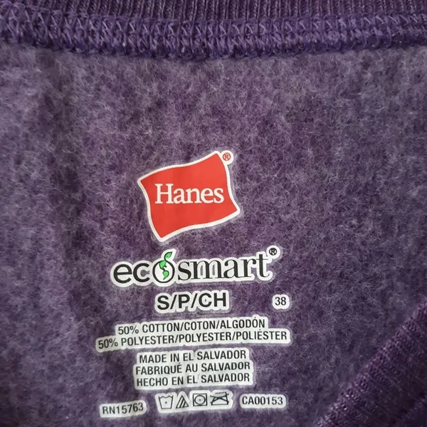 Hanes EcoSmart Womens Sweatshirt Sz Small Purple Crew Neck Pullover Cozy Sweater - Image 7