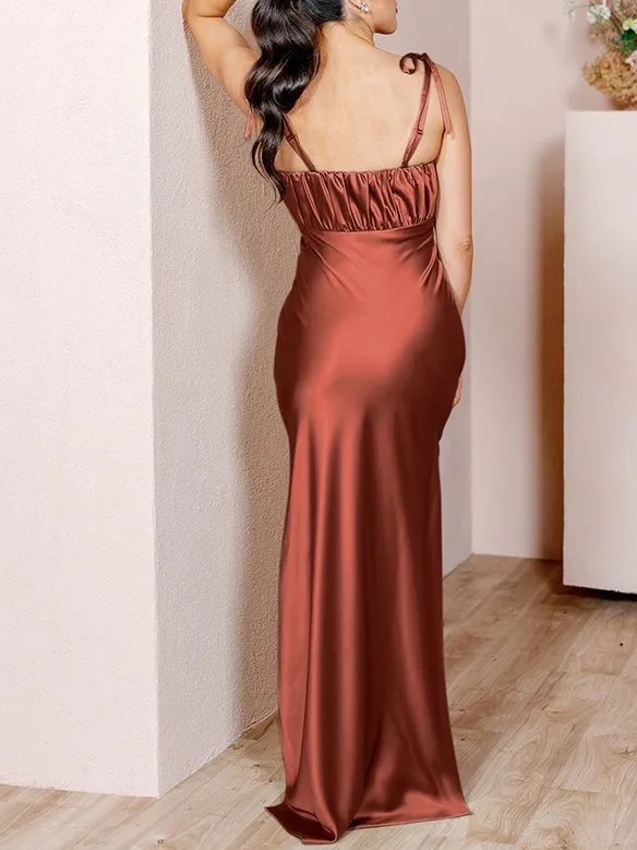 Revelry Brooke Terracotta Satin Maxi Dress Size 6 - Image 2