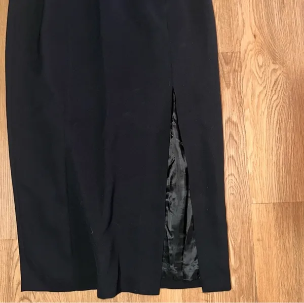 Tahari Black Maxi Dress Women’s Size 4 Lace Up Back High Slit Formal Evening - Image 2