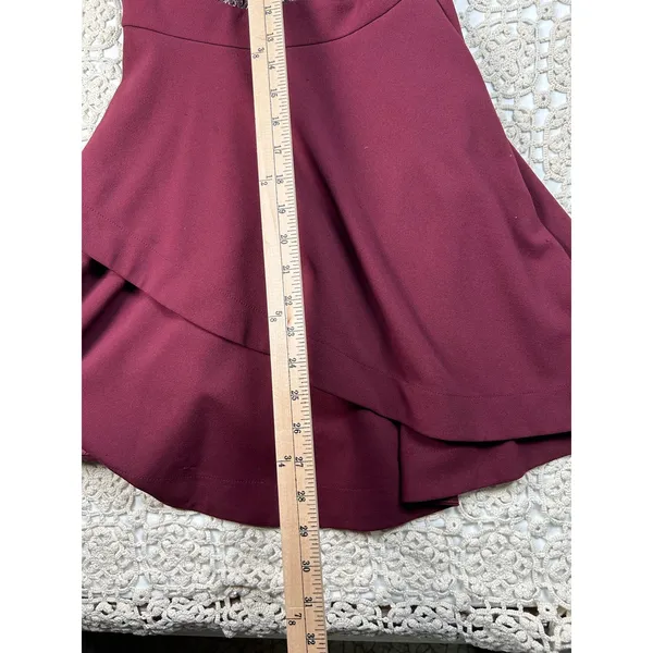 Speechless Burgundy Glitter Lace Fit & Flare Party Dress Size 5 High Neck - Image 6
