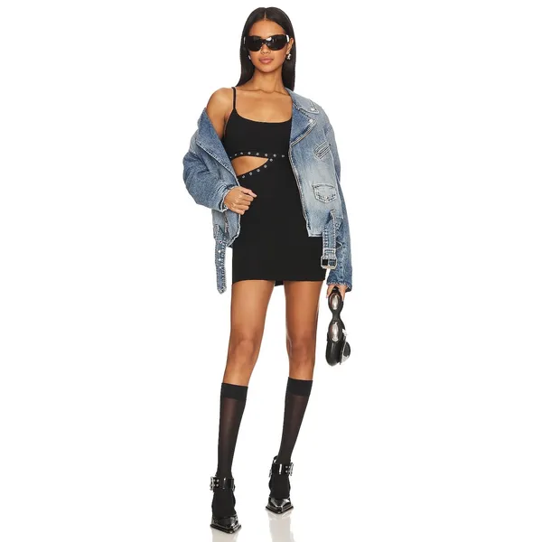 Superdown Revolve Mini Bodycon Dress Women S‎ Black Cutout Grommet Goth Baddie - Image 5
