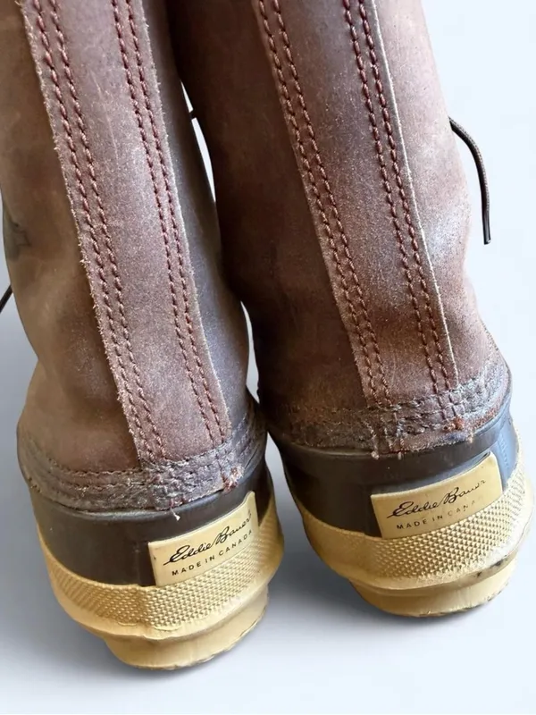 Eddie Bauer Brown Lace-Up Fur Lined Winter Duck Boots Women’s Size 8 - Image 4