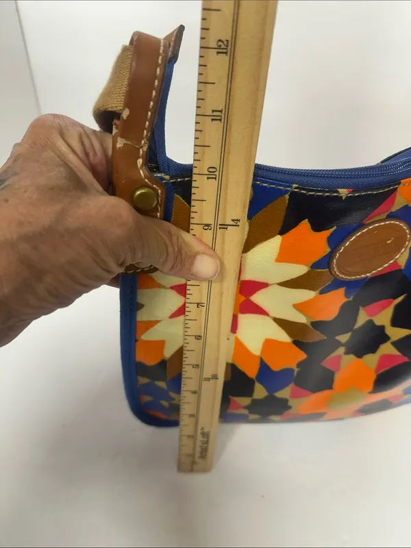 Fossil Multicolor Starburst Pattern Crossbody Bag with Tan Strap - Image 8