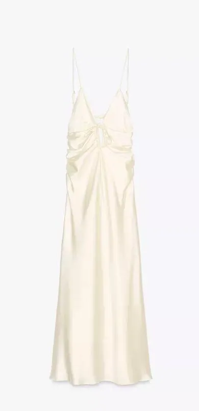 Zara dress midi maxi ivory satin tied slip evening summer wedding party - Image 13