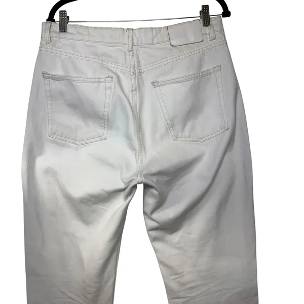 Zara Women Off White High Waisted Straight Leg Raw Hem Jeans Size 10 - Image 9