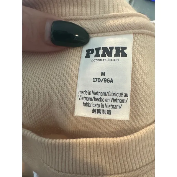 PINK | Victoria's Secret | Cream‎ White Crewneck Pullover Sweatshirt, Size M - Image 4