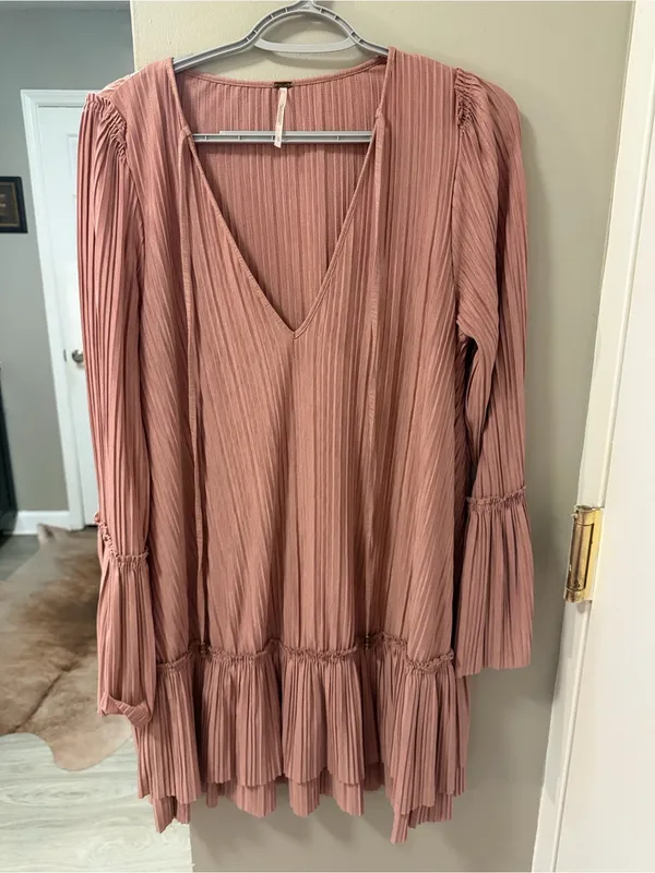$148 Free People "Can't Help It" Women's Pullover Mini Pink Clay Dress. Sz s - Image 5