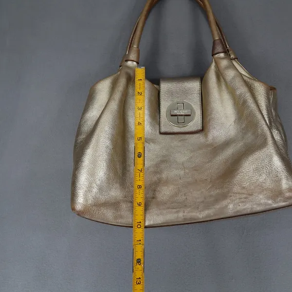 KATE SPADE‎ Gold Pebbled Leather Bexley Stevie Satchel Shoulder Bag Turn Lock - Image 14