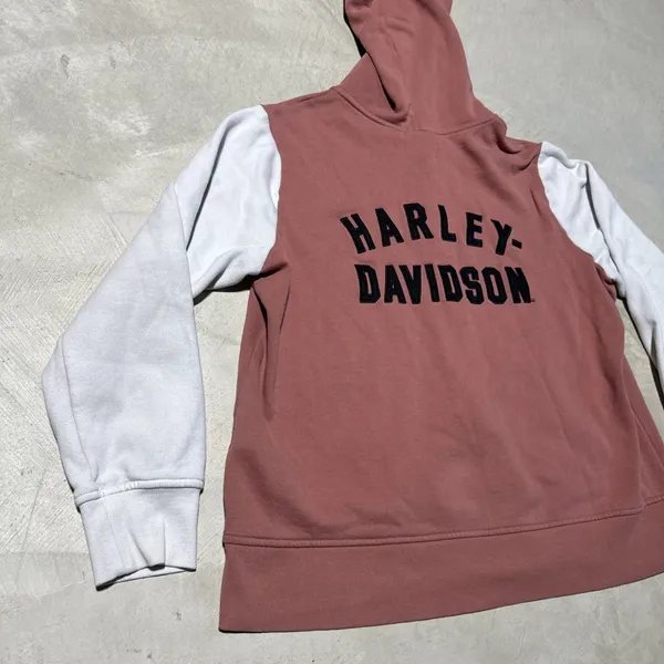 Harley Davidson Women's SZ 2XL Light Pink Hooded Zippered Sweater Embroidered - Image 3