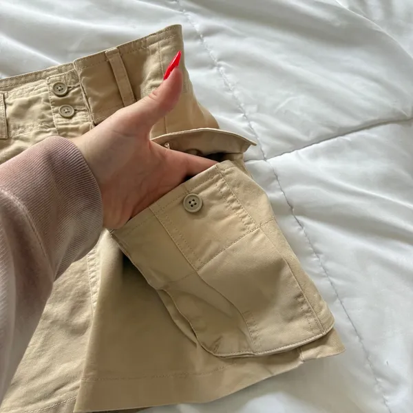 Brandy Melville Khaki Cargo Mini Skirt Tan 100%‎ Cotton Utility Beachy Summer - Image 5