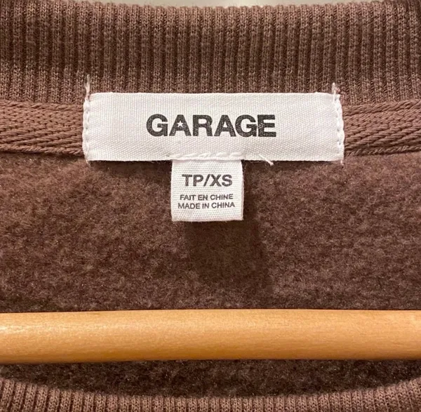 Garage Brown College Crop Sweatshirt Cozy Retro Oversized XS Athletic - Image 4