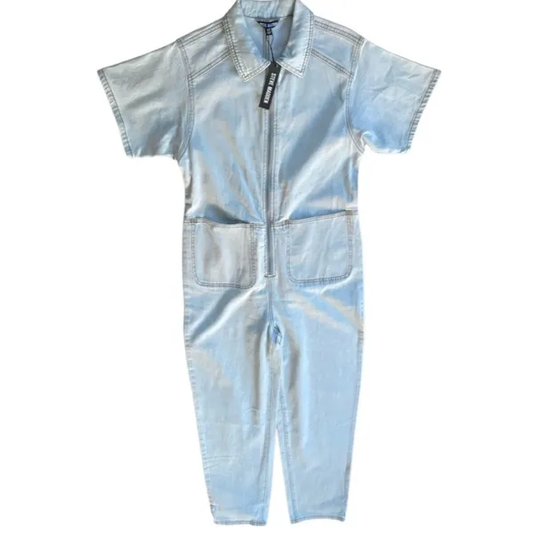 NWT Steve Madden Eira Denim Jumpsuit Stone Wash Blue Size XS Retail $129.00 - Image 4