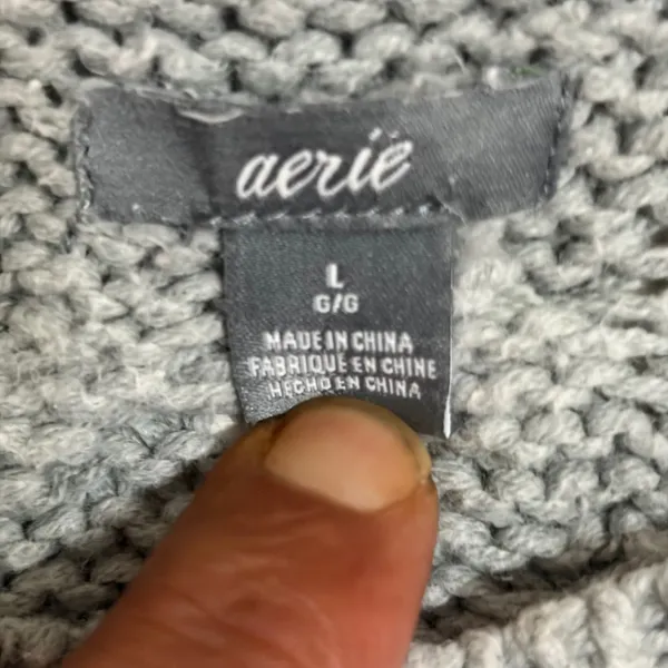 Aerie Women Light Blue Grey Cable Knit Pullover Sweater Size Large Crew Neck - Image 3