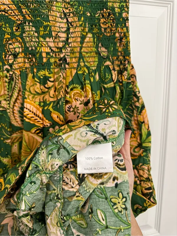 Kourt Calypso Tropical Smocked Tiered Dress Women’s Extra Small - Image 4