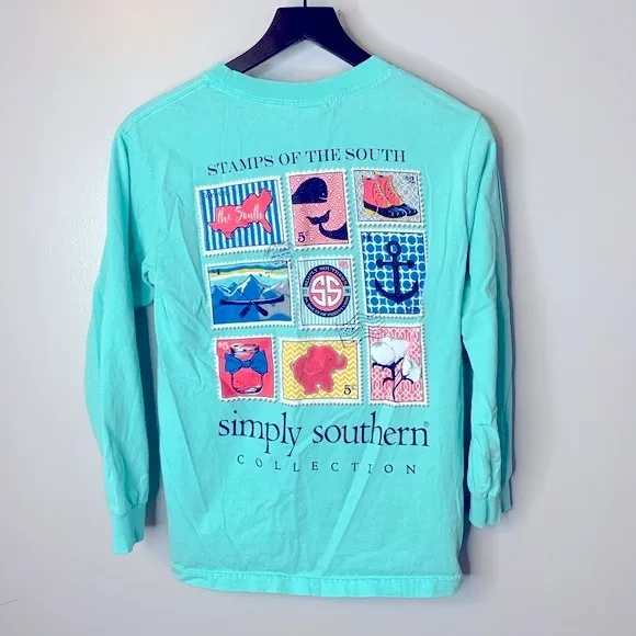 Simply Southern Long Sleeve‎ Blue Shirt Size Small - Image 2