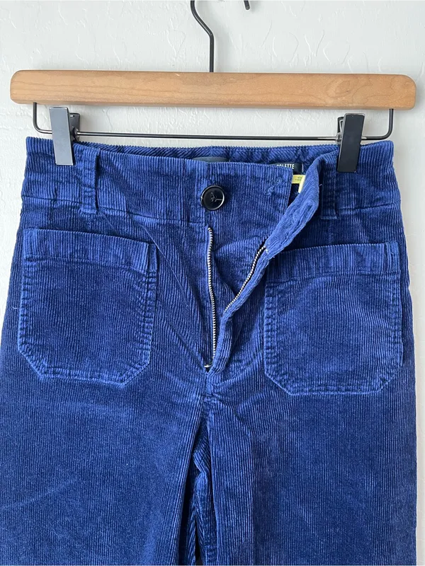 Maeve Anthropologie Wide Leg Corduroy Colette Crop Royal Blue Pants Size 26 - Image 4