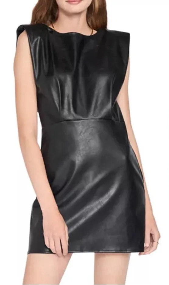 DO+BE Black Leather Sleeveless Mini Dresz - Image 2