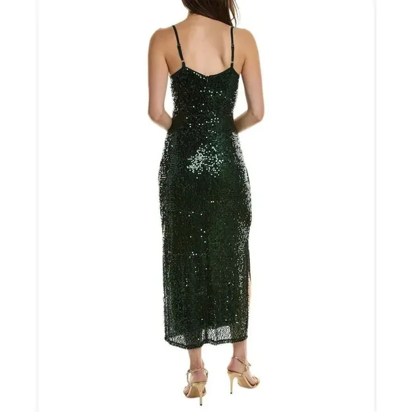 Taylor NWT green sequin cowl neck midi dress 6 - Image 2