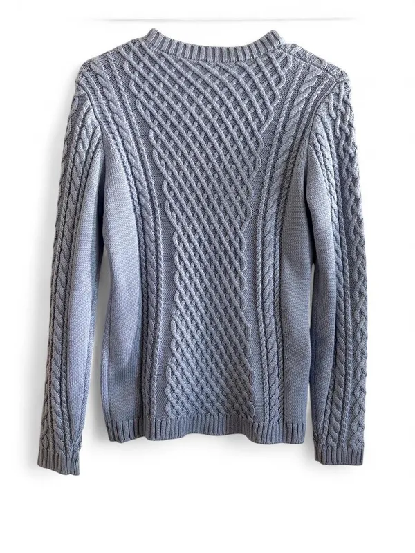Women's Lt Blue Cable Knit Crewneck Sweater - Sz S - Image 2